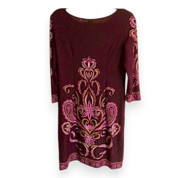 Forever 21 Dresses & Skirts - Forever 21 Purple Plum Pink Paisley Autumn Holiday Knit Sweater Dress L
